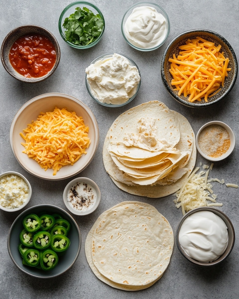 A white rectangular baking dish holds a single layer of twelve rolled tortillas, each light beige in color with some toasted brown spots, arranged side by side from left to right. A thick layer of melted bright orange cheddar cheese is spread evenly over the middle section of the tortillas, with some finely chopped green onions sprinkled on top, adding a fresh contrast. On the left side of the image, there is a small white bowl filled with shredded cheddar cheese next to a wooden spatula. All items rest on a white marbled surface with a beige cloth partially underneath the baking dish. photo taken with an iphone --ar 4:5 --v 7