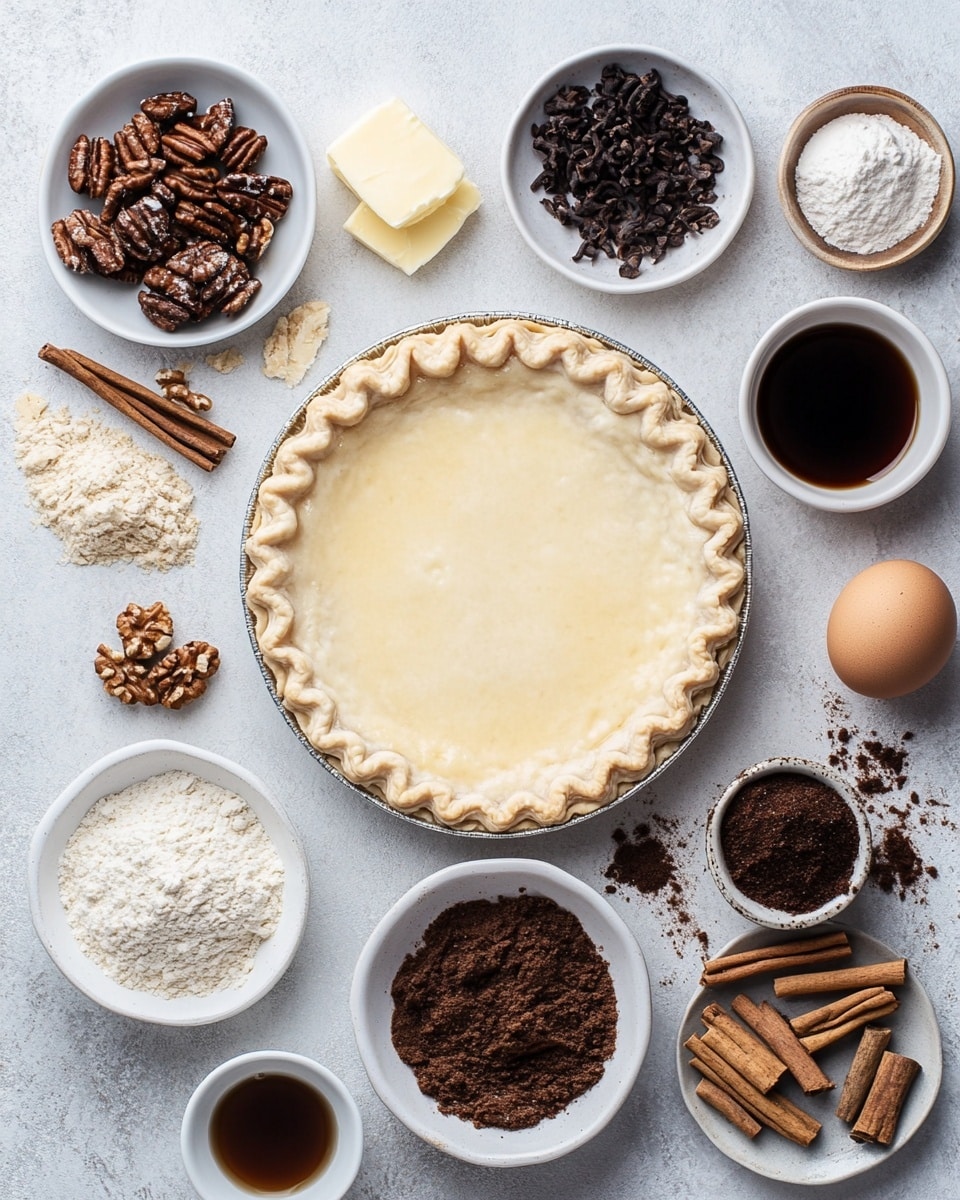 A slice of pie sits on a white plate showing three clear layers: a light golden crust edge on the bottom and sides, a thick dark brown filling in the middle with a bubbling texture, and a crumbly light beige topping that looks dry and soft. A piece of the pie is on a fork resting on the plate. The rest of the pie is in a clear glass pie dish in the background with a matching crumb topping. The scene is set on a white marbled surface. photo taken with an iphone --ar 4:5 --v 7