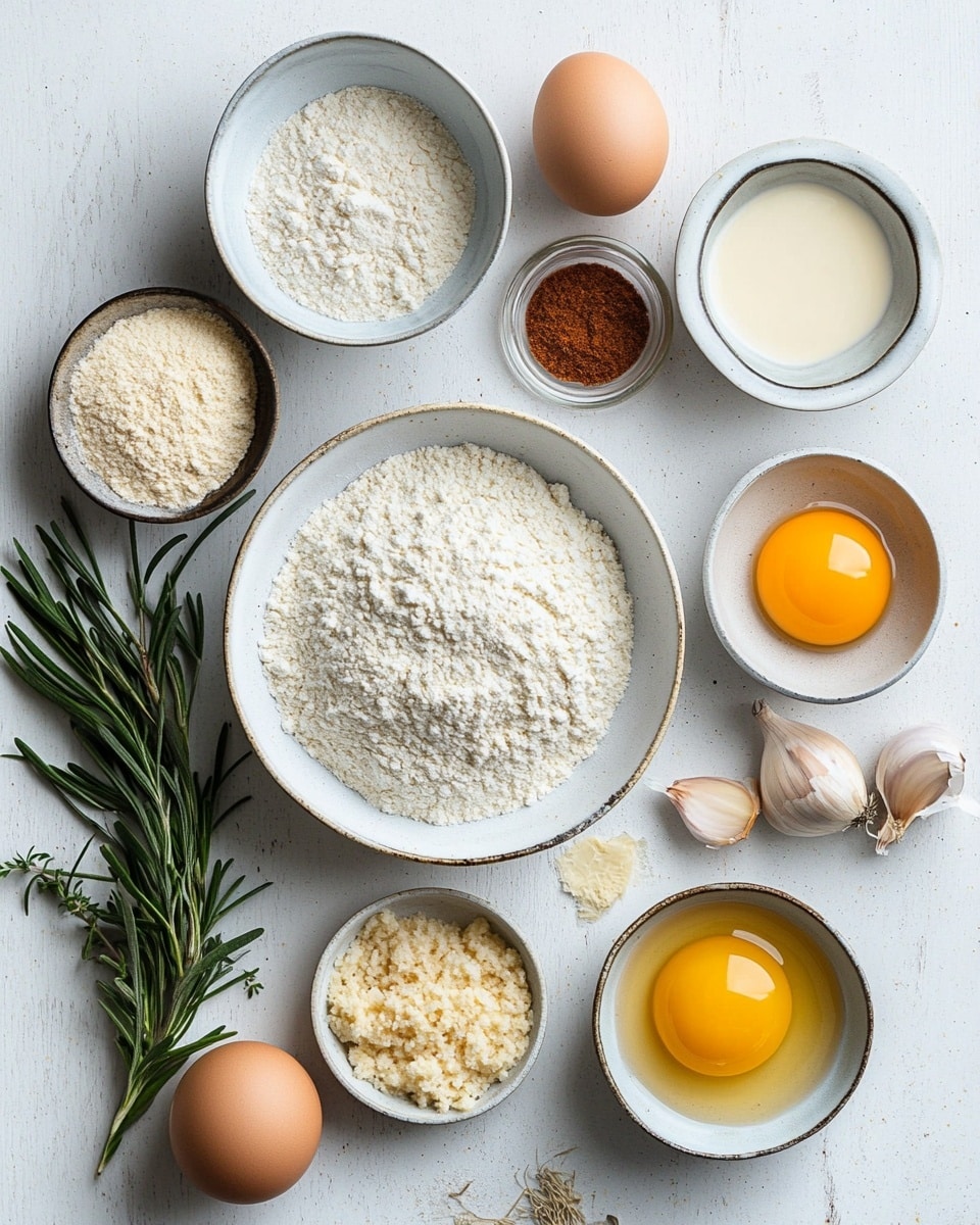 A metal tray holds several thick golden-brown onion rings stacked casually on top of each other, showing their crispy textured coating with some onion pieces peeking through. The tray is lined with a piece of newspaper-style paper printed with black and white text. In the background, there is a white cup with a dark brown lid that is slightly out of focus. On the left side, the corner of a small silver cup with red sauce is visible, and on the right side, there is a white cup partially showing creamy white sauce. The entire scene is set on a white marbled surface. photo taken with an iphone --ar 4:5 --v 7