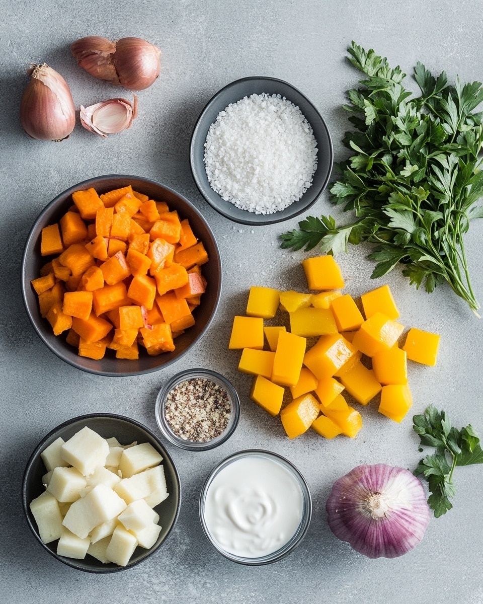 In a white skillet with a black cooking surface, there is a mix of three main layers: bright orange small cubes of cooked sweet potato spread evenly, crumbled browned ground meat scattered throughout, and small patches of melted white cheese that are stringy and soft, tucked in between the meat and sweet potato. A wooden spoon with a smooth light brown handle rests inside the skillet, stirring the mixture gently. The skillet is placed on a white marbled surface with a folded gray and white striped cloth to the side. photo taken with an iphone --ar 4:5 --v 7