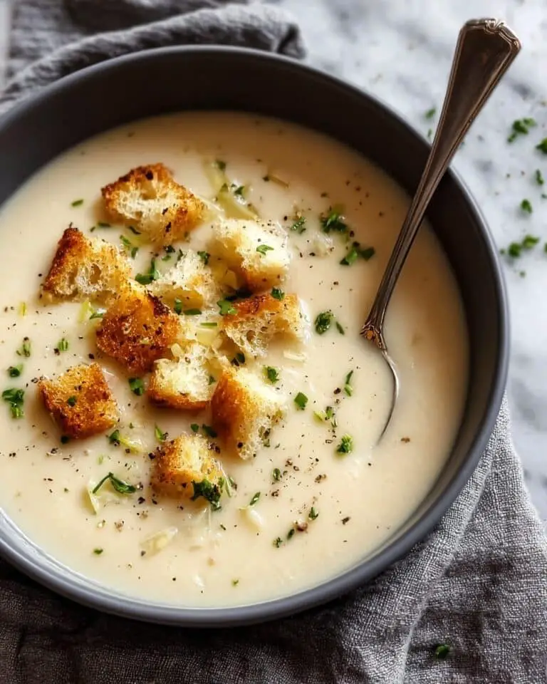 Creamy Leek and Potato Soup with Croutons and Chives Recipe