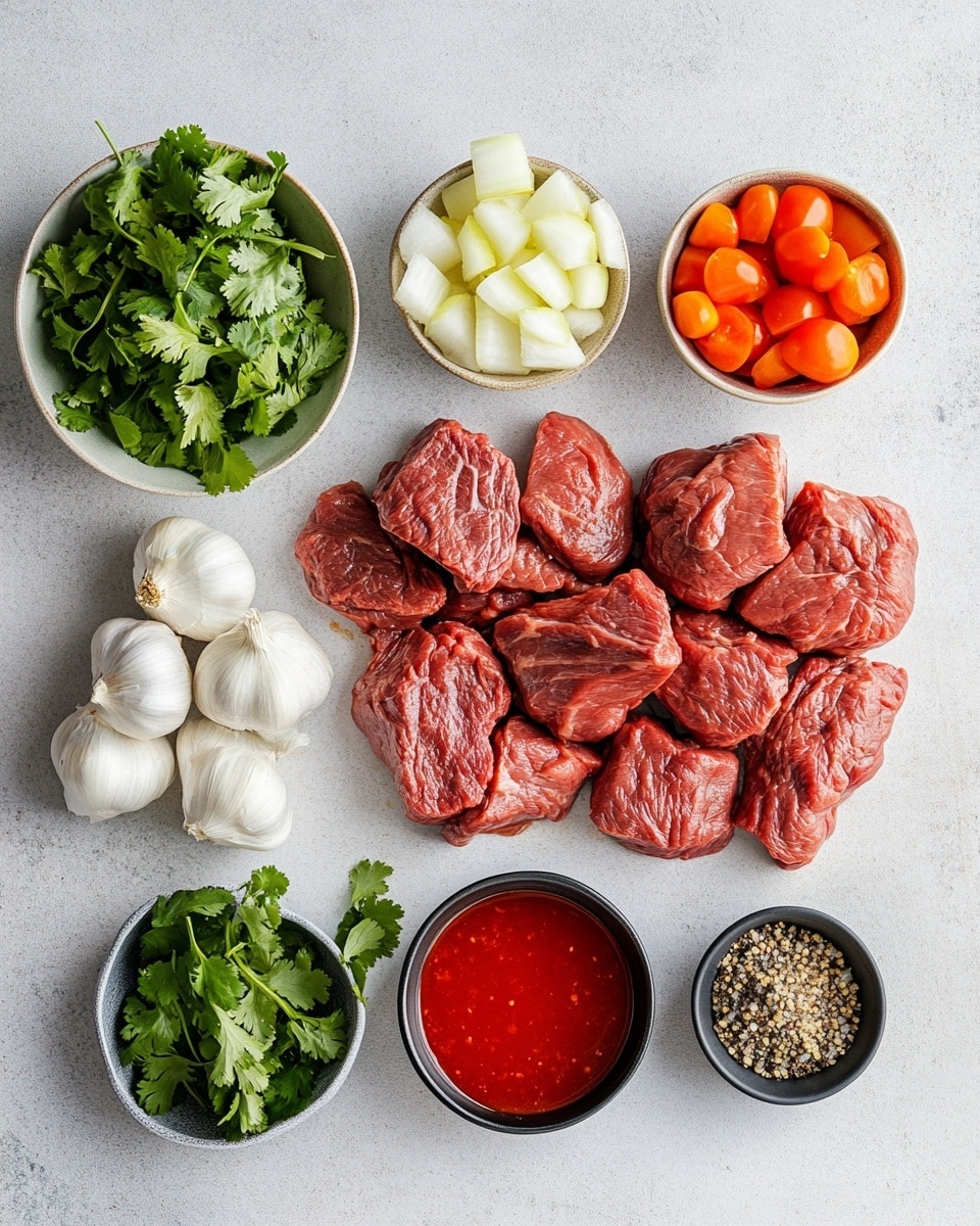 A white rectangular baking dish holds a layered casserole with a golden-browned top layer of melted cheese mixed with white and orange hues. The top is decorated with scattered small green cilantro leaves, small purple onion pieces, and four round slices of green jalapeño peppers arranged in a line down the center. The casserole shows a thick layer beneath the cheese with a mixed texture of cooked ingredients, some browned edges reaching the sides of the dish. The background is a white marbled surface with slightly blurred bowls containing chopped greens and an orange-tinted ingredient in the distance, enhancing the focus on the casserole photo taken with an iphone --ar 4:5 --v 7