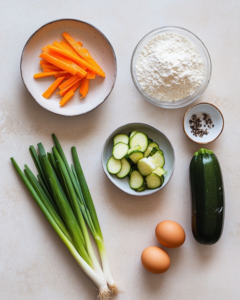 A white plate holds a round, golden brown pancake sliced into eight square pieces, showing green herbs or scallions embedded in the crispy texture. One square piece is held by metal chopsticks above a small glass bowl filled with dark soy sauce that has slices of green scallion floating on top. The scene is set on a light white marbled surface with a white cloth in the background. photo taken with an iphone --ar 4:5 --v 7