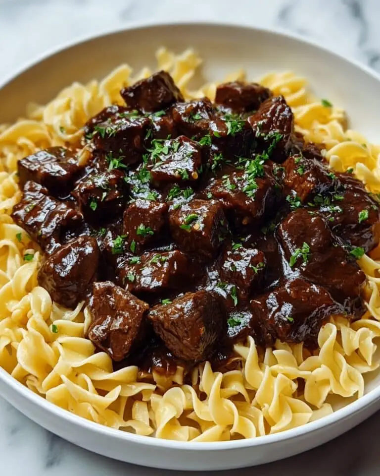 Easy Crockpot Beef Tips & Noodles Recipe