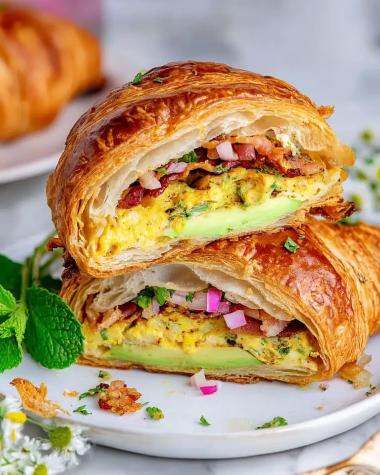 Breakfast Croissant Sandwich with Honey Bourbon-Glazed Bacon Recipe