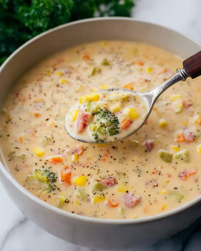 Creamy Vegetable Soup with Potatoes, Broccoli, and Cheddar Recipe
