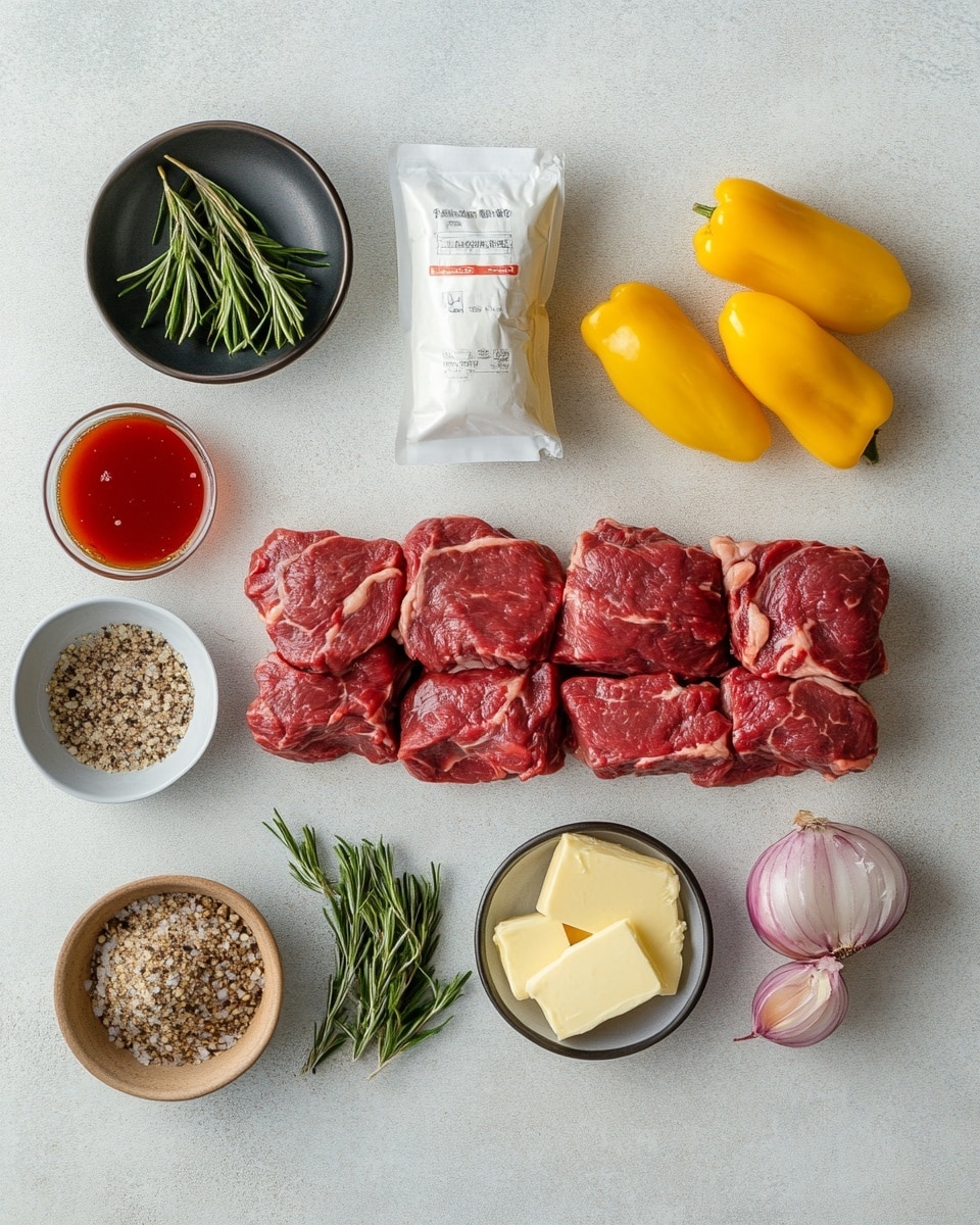 A white oval dish holds a rich dark brown stew with visible chunks of tender shredded meat, with some pieces being pulled apart by two silver forks placed at the top left and bottom center of the dish. Surrounding the meat are several bright yellow peppers that add a pop of color against the thick glossy sauce covering the dish. The background is a white marbled surface, making the dark stew and yellow peppers stand out. The meat looks well-cooked with dark browned spots and juicy texture, partially submerged in the shiny sauce photo taken with an iphone --ar 4:5 --v 7