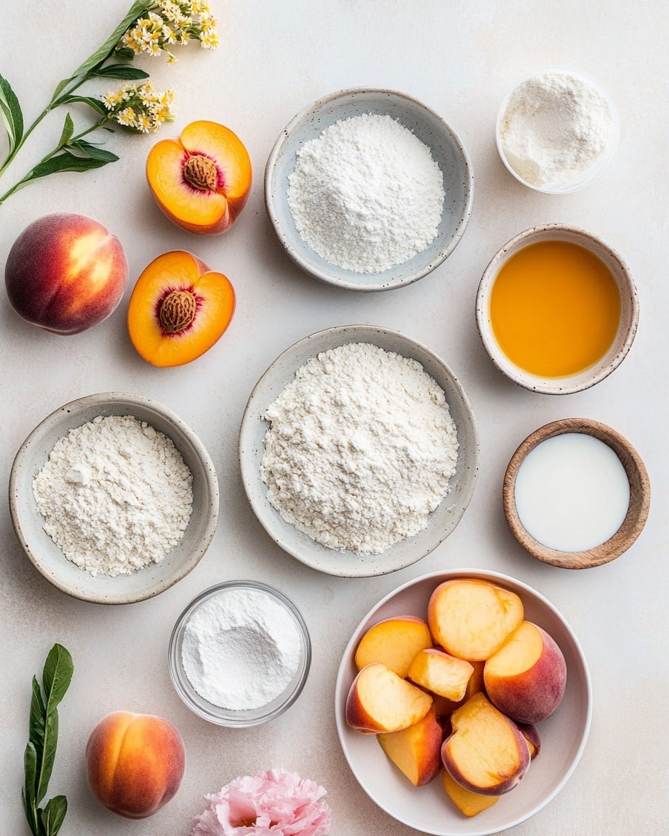 The image shows a close-up of four muffins with a crumbly topping, each muffin having one main layer of golden, fluffy cake mixed with pieces of orange fruit inside, and a thick, uneven layer of pale crumb topping on the surface with small crumbs scattered. The muffins are placed on a plain white plate, all resting on a white marbled surface. The background is softly blurred with an out-of-focus bottle of milk visible. The overall lighting is bright and natural, highlighting the texture of the crumb topping and soft cake. Photo taken with an iphone --ar 4:5 --v 7