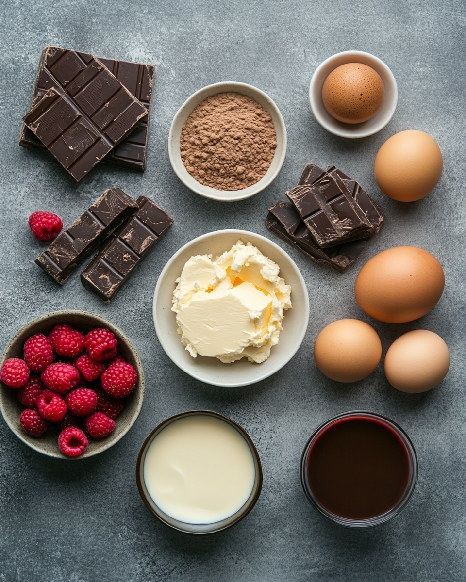 A slice of dessert with three layers sits on a white plate with a light gold rim, placed on a white marbled surface. The bottom layer is crumbly dark chocolate crust, rough in texture and thick. The middle layer is smooth and creamy with a bright pink color, resembling a raspberry mousse. The top layer is shiny, dark chocolate glaze that drips down the sides in thick ribbons. Several fresh, red raspberries and two pieces of dark chocolate rest on top, adding a vibrant and textured contrast. The overall presentation is close and detailed, making the dessert look rich and fresh photo taken with an iphone --ar 4:5 --v 7