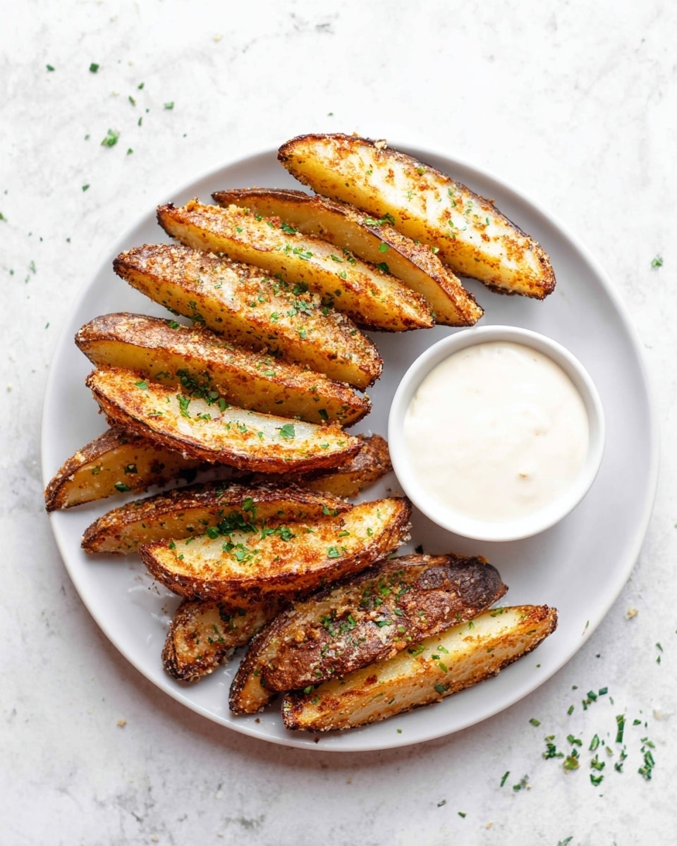 Baked Garlic Parmesan Potato Wedges Recipe