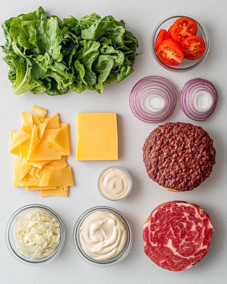 A close-up of a hamburger with a sesame seed bun showing a bite taken from it. The burger has four layers from bottom to top: green leafy lettuce, red tomato slices, a thick cooked beef patty with melted orange cheddar cheese on top, all inside the light golden brown sesame seed bun. In the blurred background, there is another similar burger on a wooden board along with a red tomato. The white marbled surface is faintly visible. Photo taken with an iphone --ar 4:5 --v 7