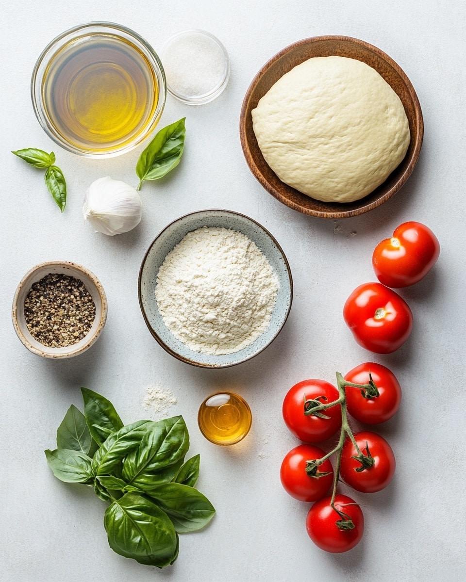 A golden brown calzone with a slightly puffy, crisp crust topped with a mix of finely chopped green herbs and small brown crumbs, sitting on tan parchment paper on a metal baking tray. Next to it, a small clear glass bowl holds bright red tomato sauce with a smooth texture, and there are three small green herb sprigs placed nearby on the tray. The tray is positioned on a white marbled surface. photo taken with an iphone --ar 4:5 --v 7