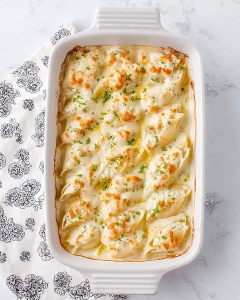 Chicken Alfredo Stuffed Shells with Roasted Garlic Alfredo Sauce Recipe