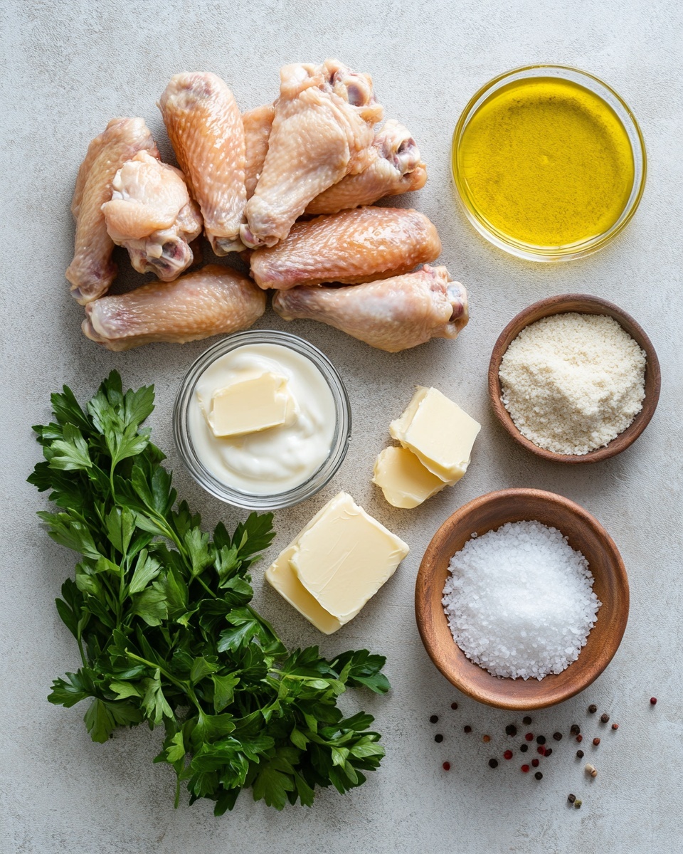 A close-up of several golden brown crispy chicken wings on a white marbled surface, showing a crunchy texture with small green herb bits sprinkled on top, one wing is being held by a woman's hand with painted nails, the wings rest on brown parchment paper with blurred salt and pepper shakers in the background photo taken with an iphone --ar 4:5 --v 7