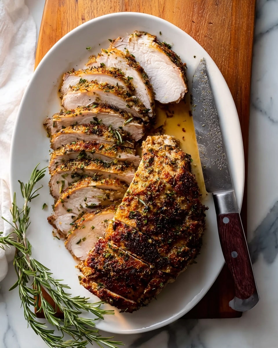 Juicy Boneless Herb-Crusted Turkey Roast with Rich Pan Gravy Recipe