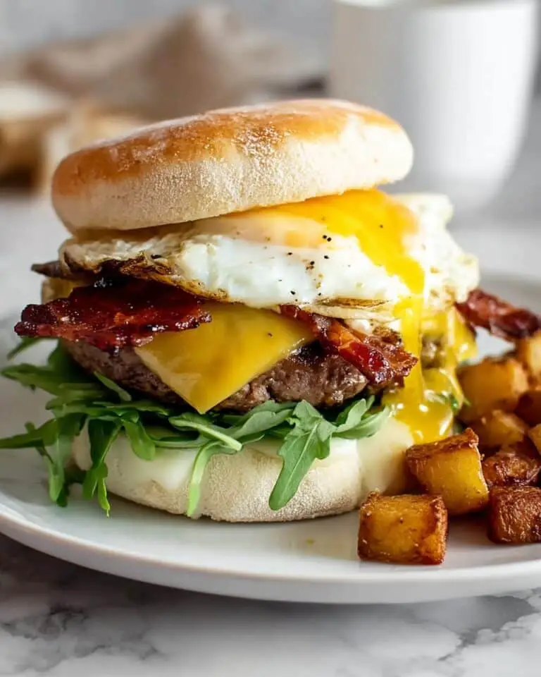 Breakfast Burger with Bacon, Egg, and Cheddar Recipe
