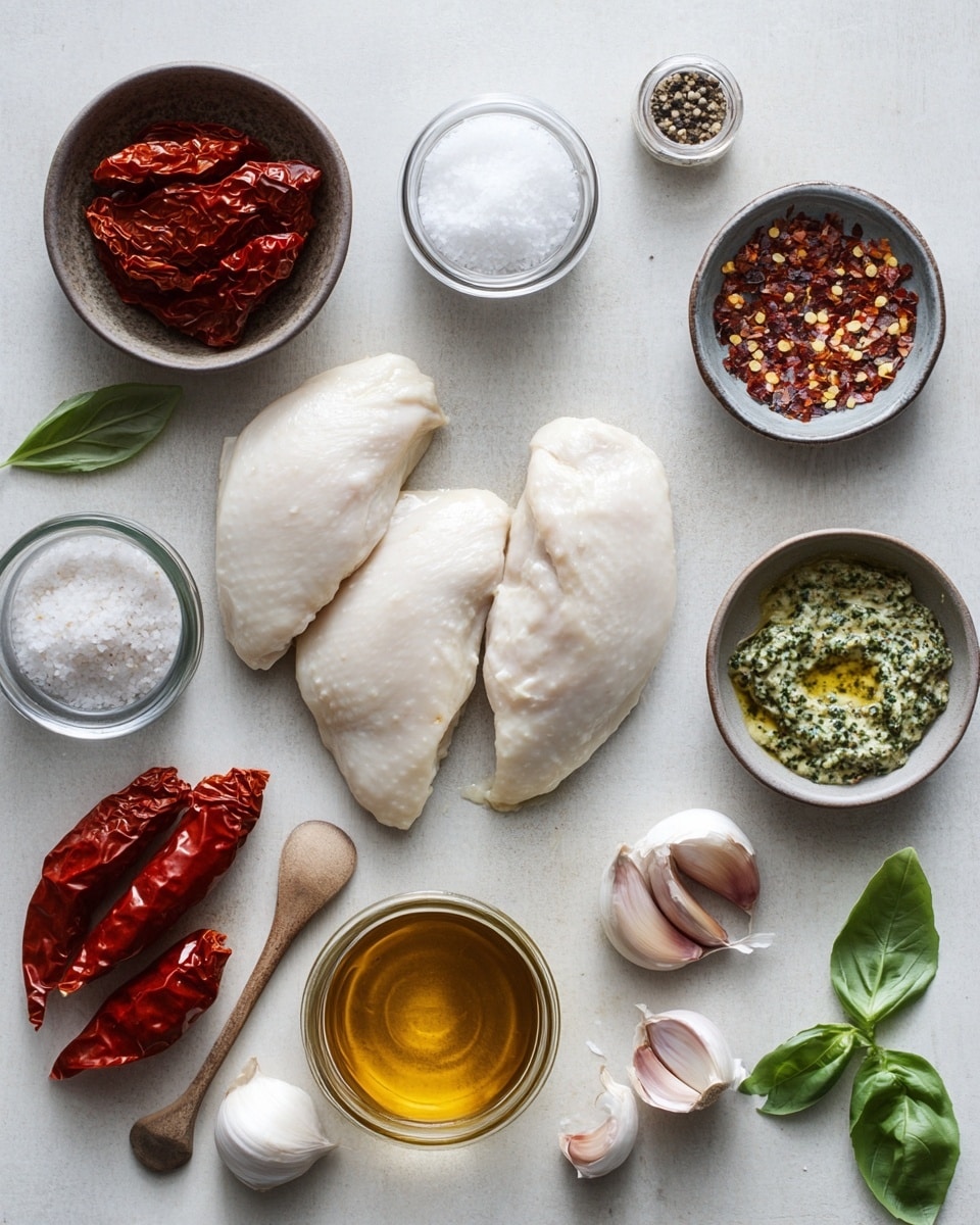 The image shows two white bowls each with a layer of small round gnocchi pieces at the bottom, creamy orange sauce covering the gnocchi, and a large piece of browned chicken on top sprinkled with green herbs. A gold fork rests inside one bowl, and a white napkin with blue grid lines is underneath a gold fork beside the bowls. The bowls are placed on a white marbled surface photo taken with an iphone --ar 4:5 --v 7