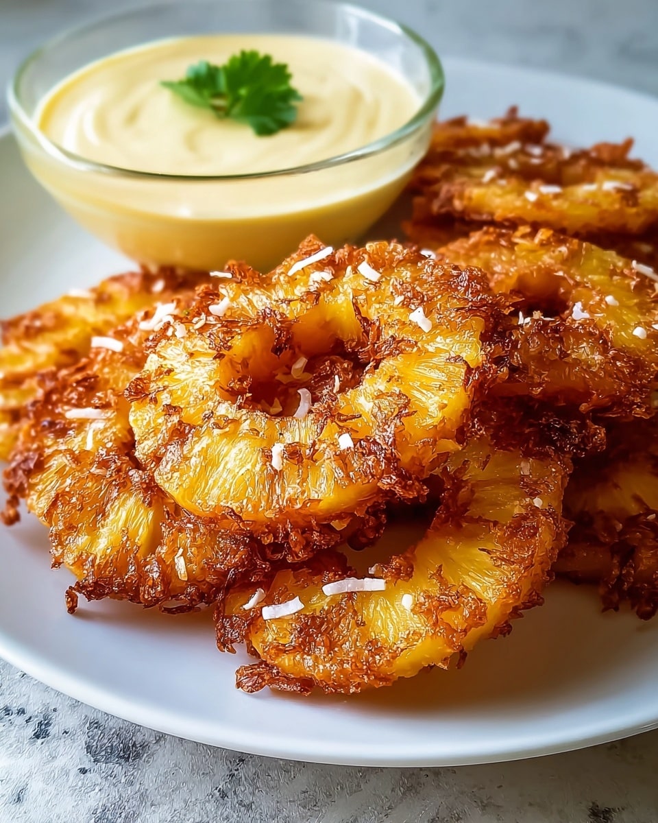 Rum-Soaked Fried Pineapple with Coconut Cream Cheese Dipping Sauce Recipe