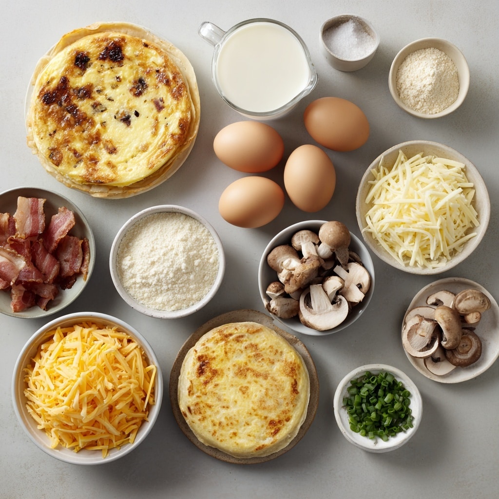 A close-up of a woman's hand holding a small, golden mini quiche with a slightly browned, flaky crust. The top layer is egg-based, with melted yellow and orange cheese mixed with bits of green herbs and small pieces of sausage or vegetables, giving a textured, colorful look. Below, there is a neat, light tan crust holding the quiche filling. In the background, more mini quiches with similar toppings are piled on a white plate on a white marbled surface, with a dark blue cloth visible nearby. Photo taken with an iphone --ar 4:5 --v 7