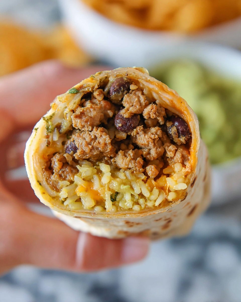 Cheesy Ground Chicken and Rice Burritos Recipe