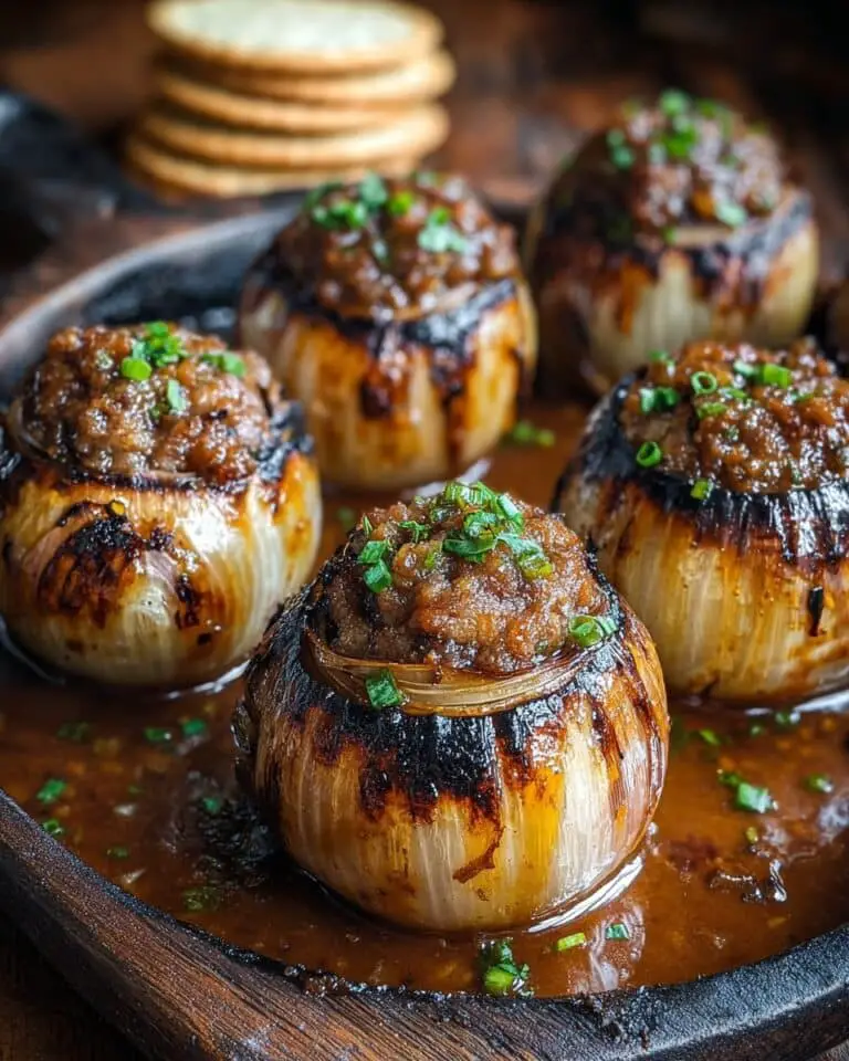 Firecracker Beef Bacon Cheddar Cheeseburger Stuffed Onion Bombs Recipe