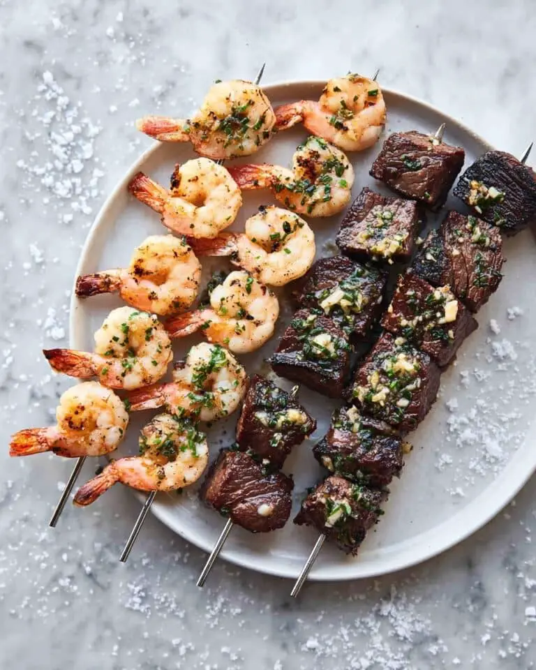 Steak and Shrimp Kabobs with Savory Marinade Recipe