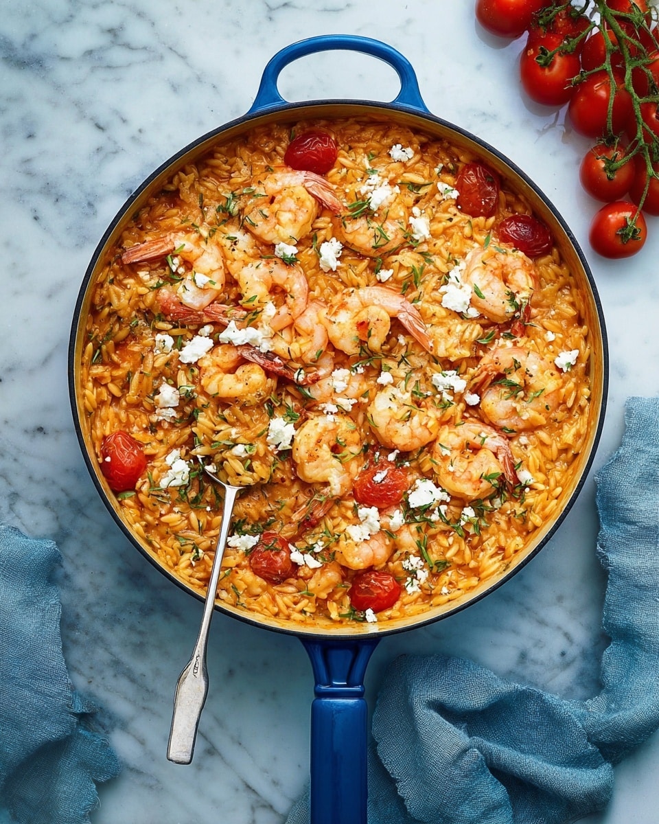 Shrimp Orzo With Feta and Tomatoes Recipe