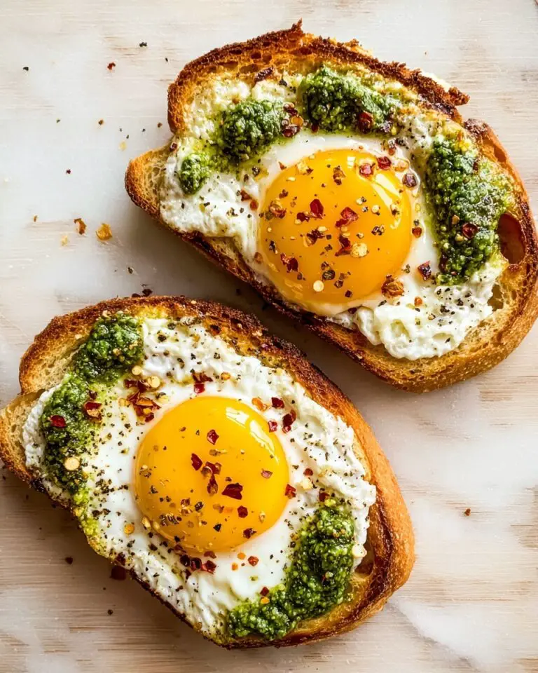Pesto Eggs on Sourdough Toast with Goat Cheese Recipe