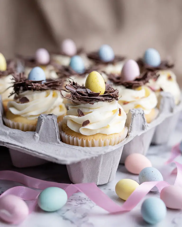 White Chocolate Easter Cupcakes with Cream Cheese Frosting and Mini Egg Topping Recipe