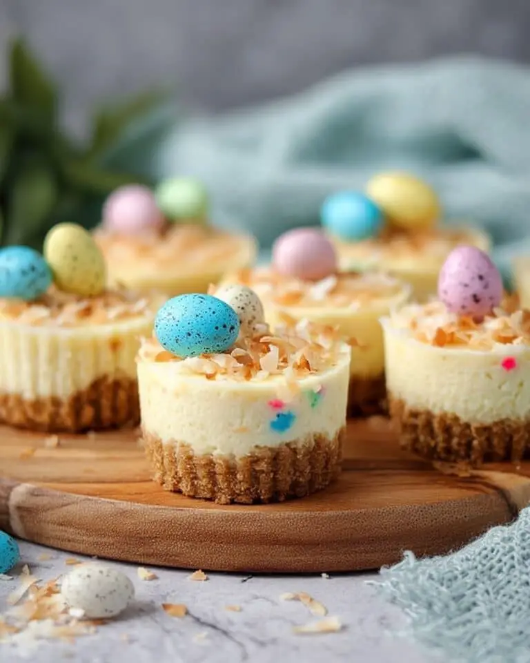Mini Easter Cheesecakes with Sprinkles and Toasted Coconut Recipe