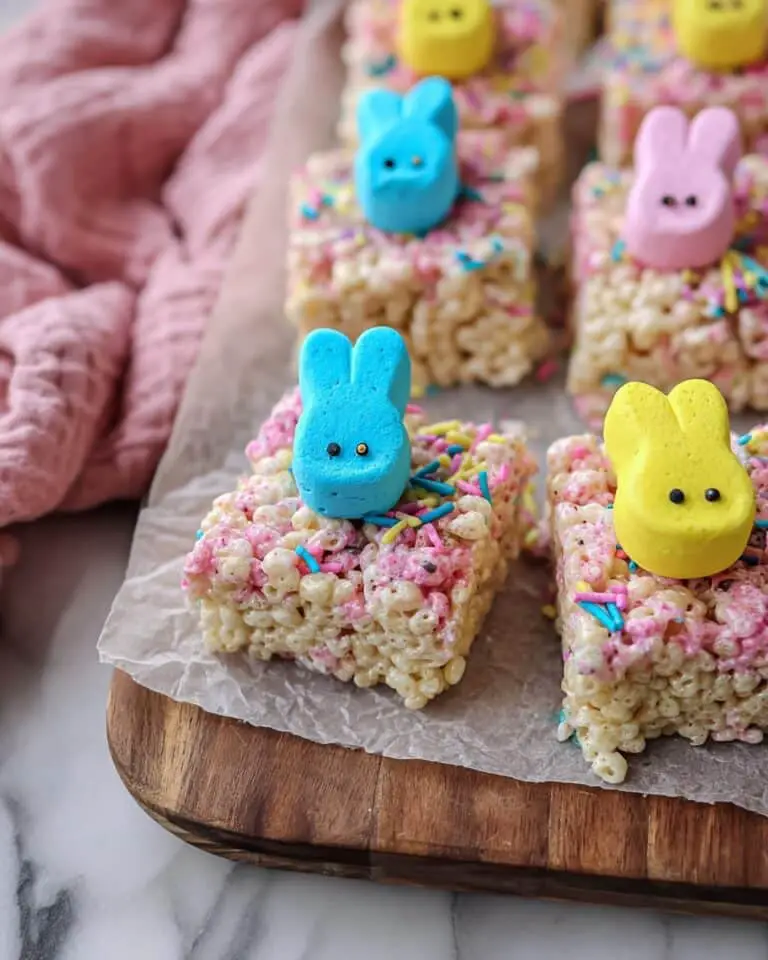 Easter Rice Krispy Treats with Peeps Bunnies Recipe