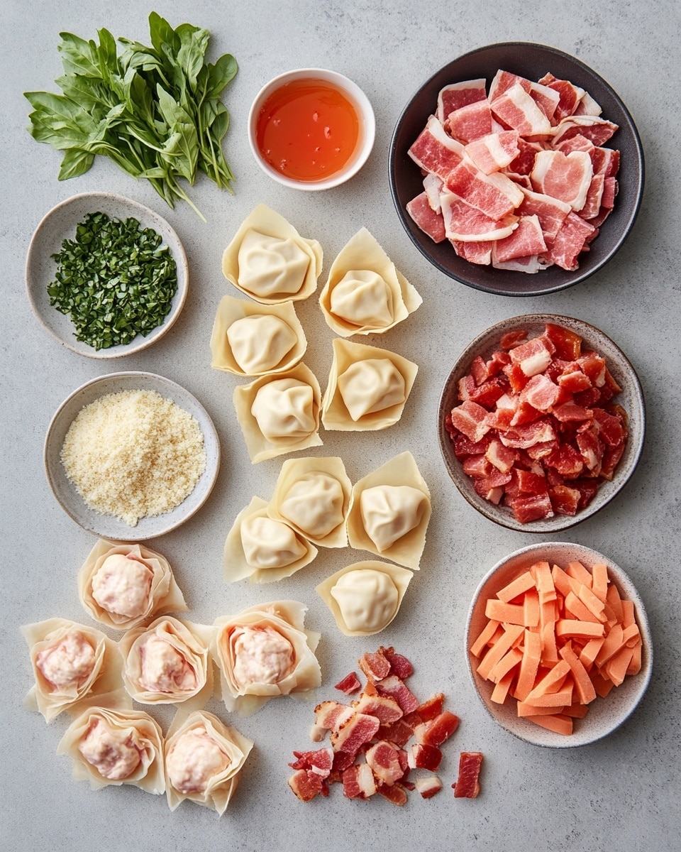 The image shows many small white crispy cups made from thin layers of golden brown pastry, each holding a creamy filling. The filling is a pale light orange color with small red and white pieces mixed in, giving it a chunky texture. These cups are arranged in rows on a white marbled surface, and the edges of the cups are uneven and slightly curled, adding to their crisp look. The creamy filling slightly overflows the edges of some cups, making the dish look rich and inviting. photo taken with an iphone --ar 4:5 --v 7