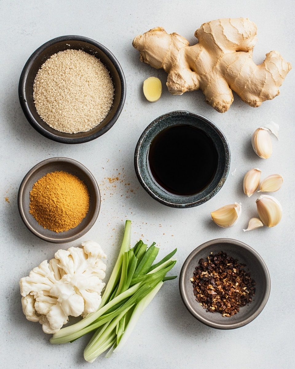 The image shows two shiny, dark brown glazed chicken pieces in a black cast iron pan placed on a wooden board. The chicken is covered with white sesame seeds and small green herb bits. There is a bunch of fresh green cilantro leaves on top of the chicken. To the left, there are two white bowls with blue patterns, one filled with white rice and the other with fresh cilantro leaves. The background is a white marbled texture. photo taken with an iphone --ar 4:5 --v 7