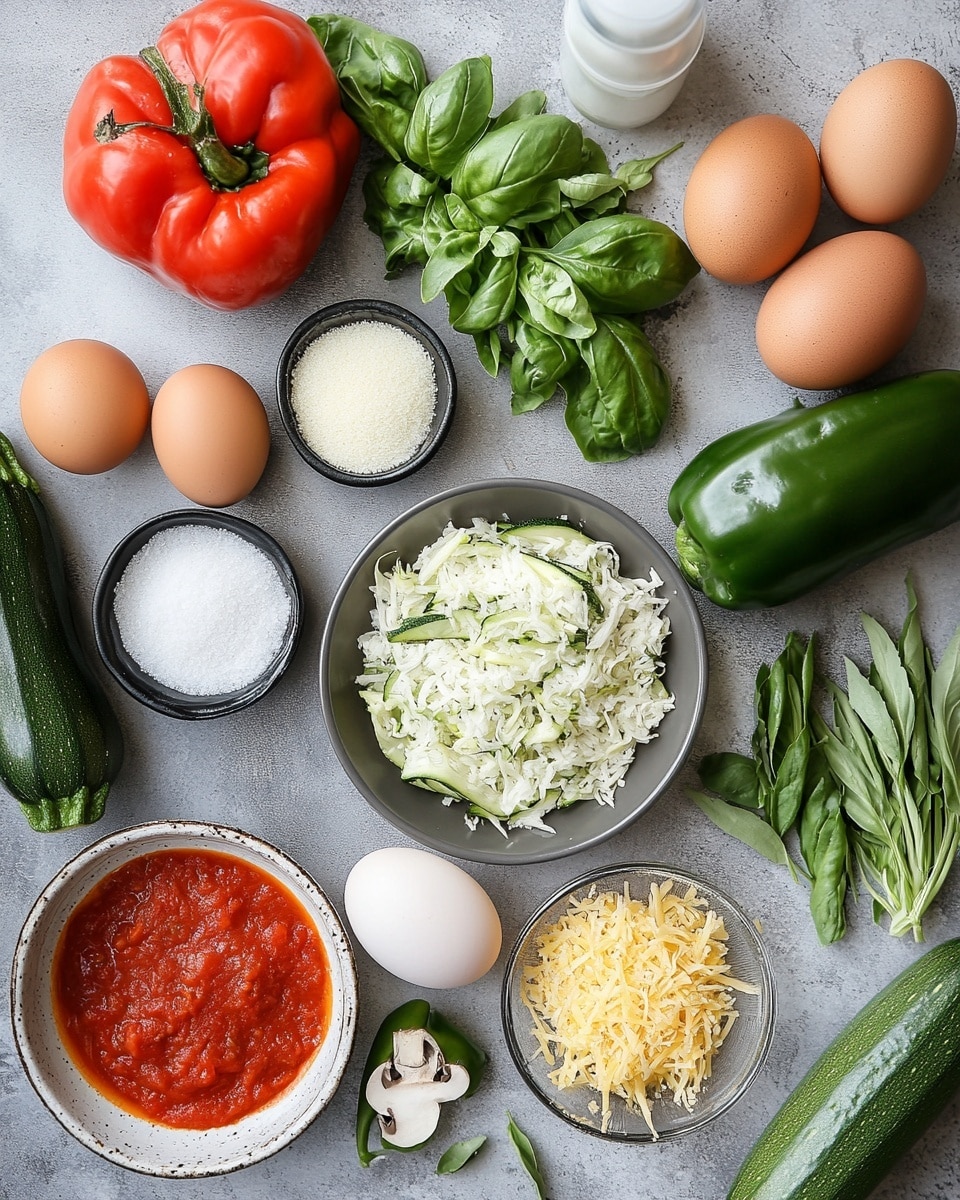 A square slice of layered lasagna sits on a white plate over a white marbled surface. The bottom layer shows soft, green zucchini slices arranged horizontally. Above that is a thick layer of cooked ground meat mixed with finely chopped red bell peppers. The top layer is covered with melted cheese browned in spots, with visible pieces of mushroom and garnished with chopped fresh green herbs. The lasagna has a rich and hearty texture with distinct colorful layers. photo taken with an iphone --ar 4:5 --v 7