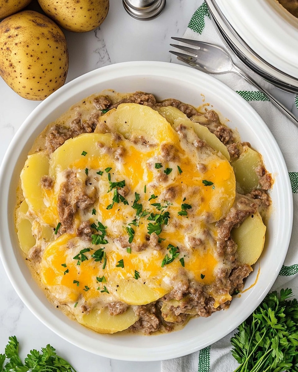 Slow Cooker Ground Beef and Potatoes Casserole Recipe