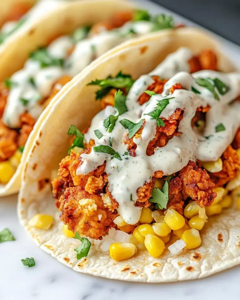 Fried Chicken Street Corn Tacos with Jalapeno Lime Ranch Recipe