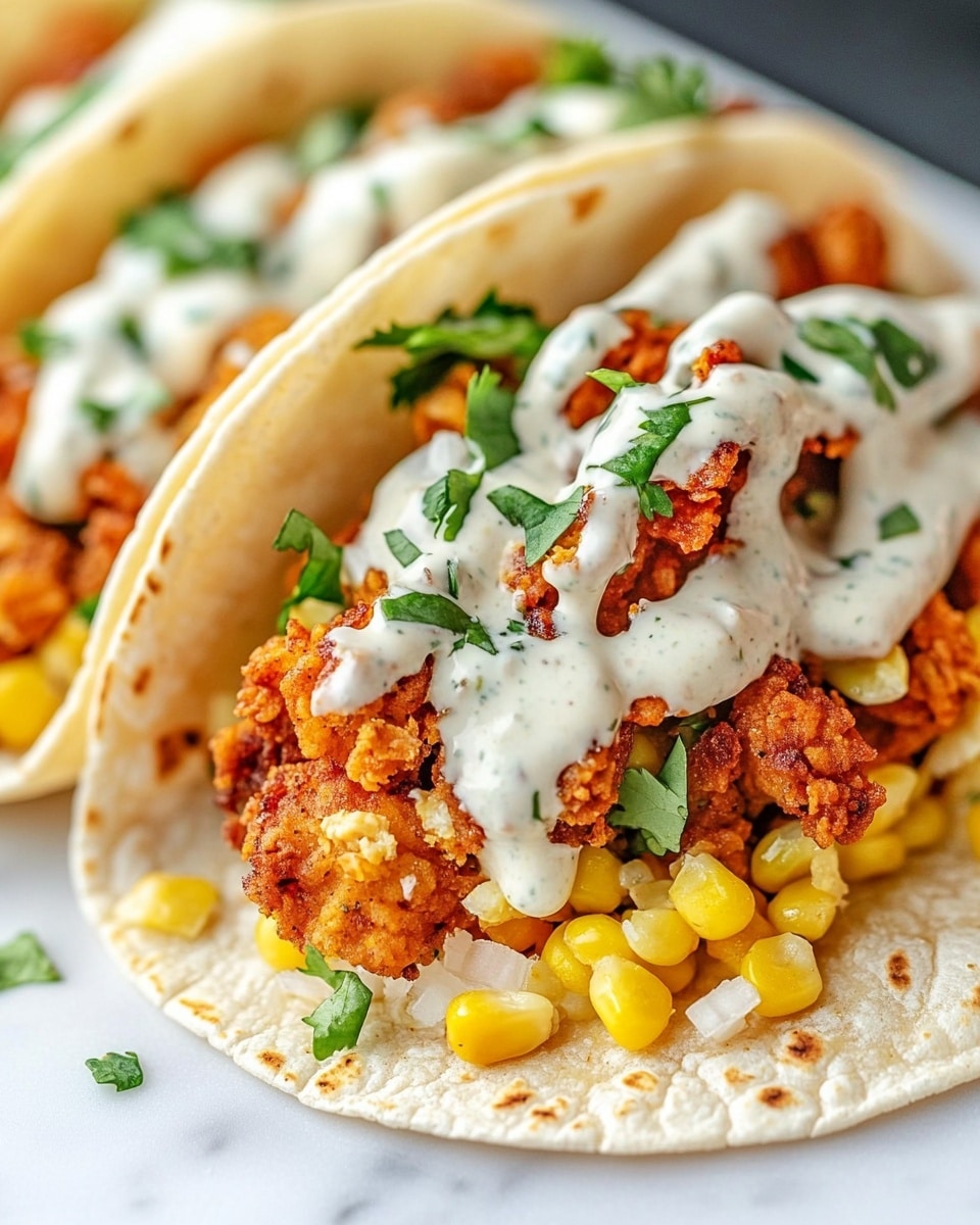 Fried Chicken Street Corn Tacos with Jalapeno Lime Ranch Recipe