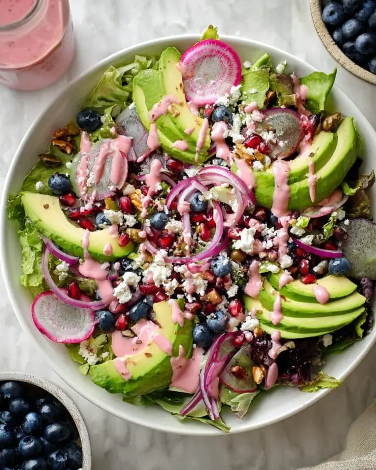 Blueberry Pistachio Spring Salad with Pomegranate Dressing Recipe