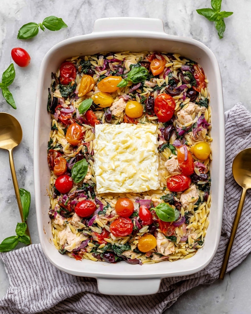 Greek Chicken Orzo Bake Recipe