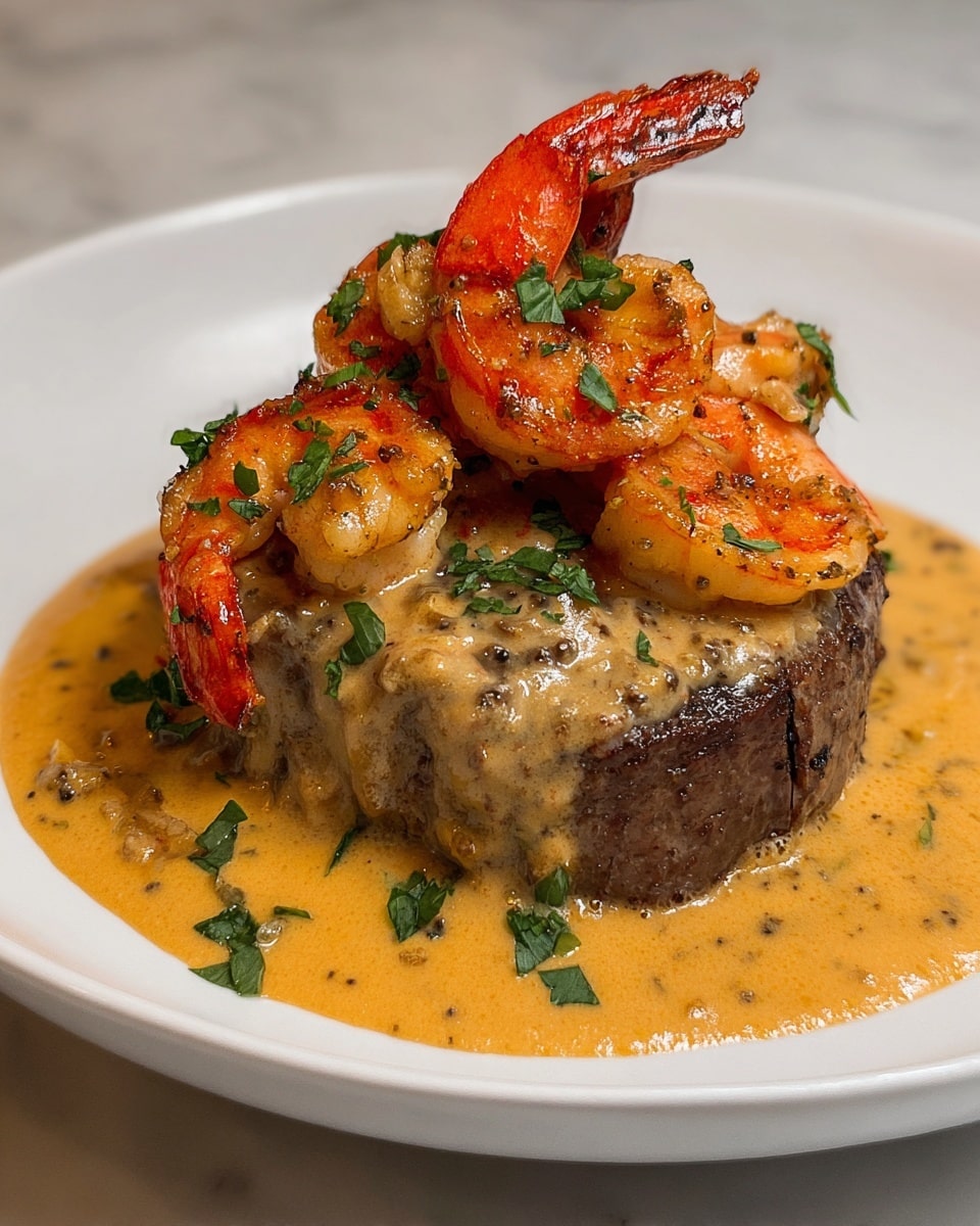 Steak with Shrimp and Lobster Cream Sauce Recipe