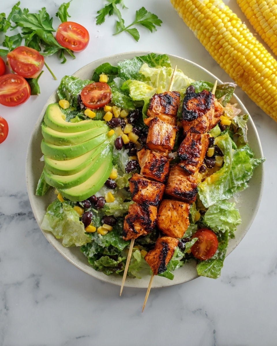 Grilled BBQ Chicken Skewer Salad Recipe