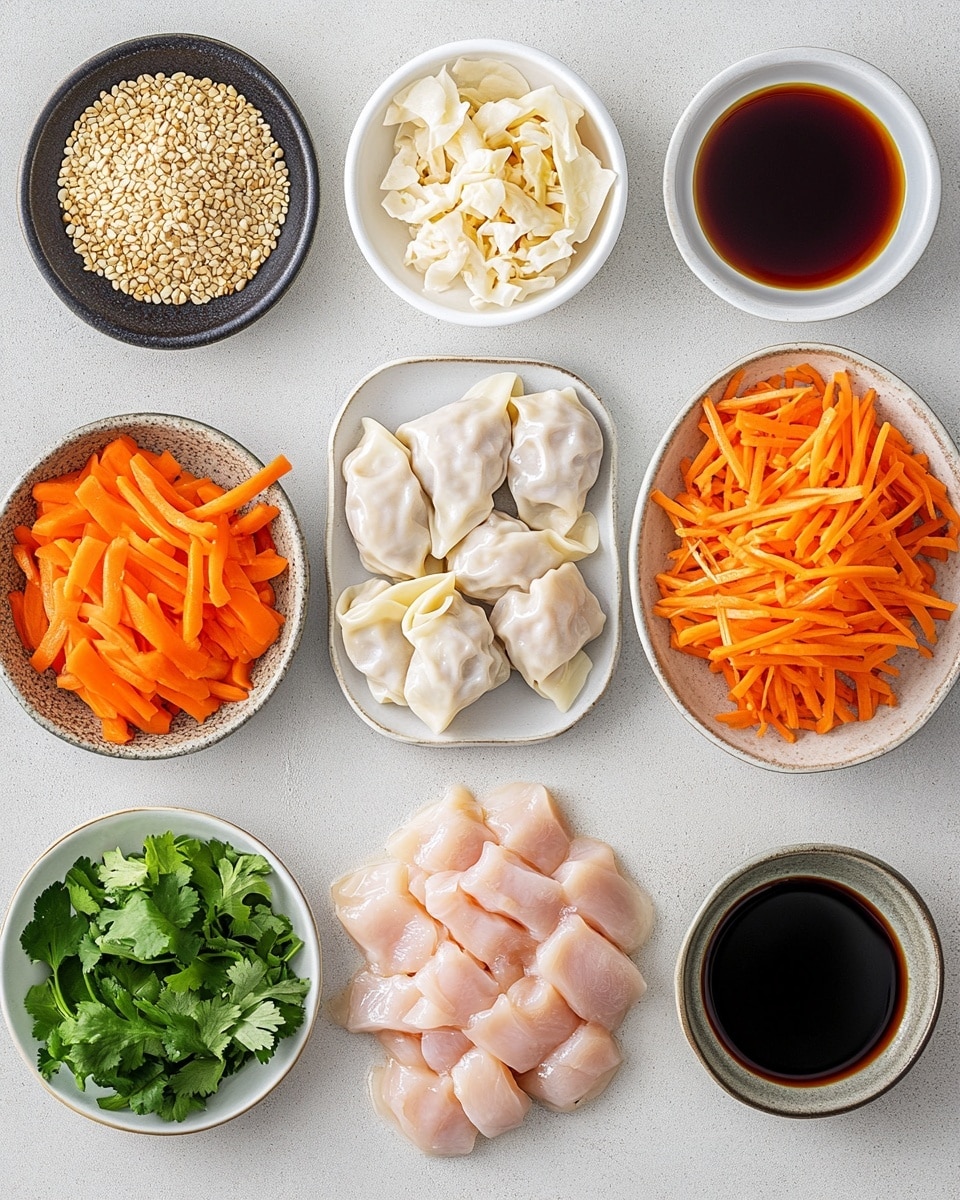 Four crispy golden brown taco shells stand side by side on a white plate, each filled with three layers: a bottom layer of dark caramel-colored sauce-covered shredded meat, a middle layer of thinly sliced white cabbage, and a top layer of bright green sliced scallions scattered over the cabbage. The edges of the taco shells are bubbly and textured, and the white plate sits on a white marbled surface. The image shows part of a window softly lit in the background, adding natural light to the scene. Photo taken with an iphone --ar 4:5 --v 7