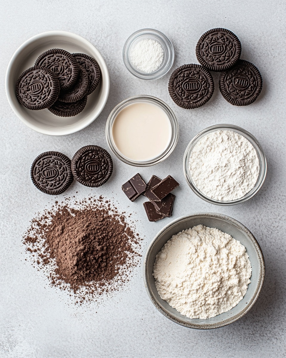 This dessert in a clear glass has five layers. The bottom layer is dark, crumbly cookie pieces. Above it is a thick layer of smooth, dark brown chocolate mousse. Next is a thin white layer of whipped cream or similar topping. Then there is a mix of crumbled dark cookies scattered over the whipped cream. Finally, the topmost layer is a fluffy white whipped cream topped with more crumbled dark cookies. The glass is sitting on a white marbled surface with a spoon inside. Photo taken with an iphone --ar 4:5 --v 7