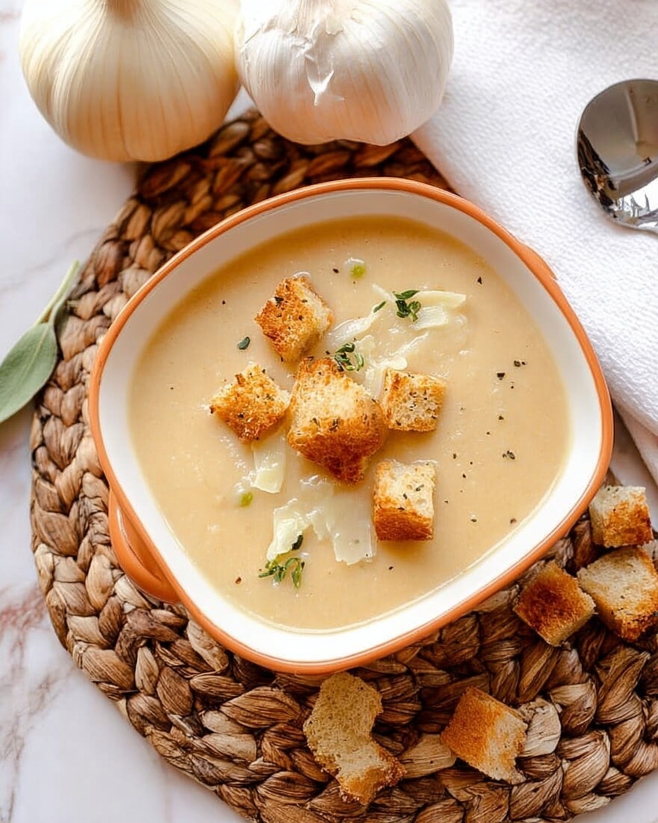 Roasted Garlic Soup with Parmesan Crisps Recipe