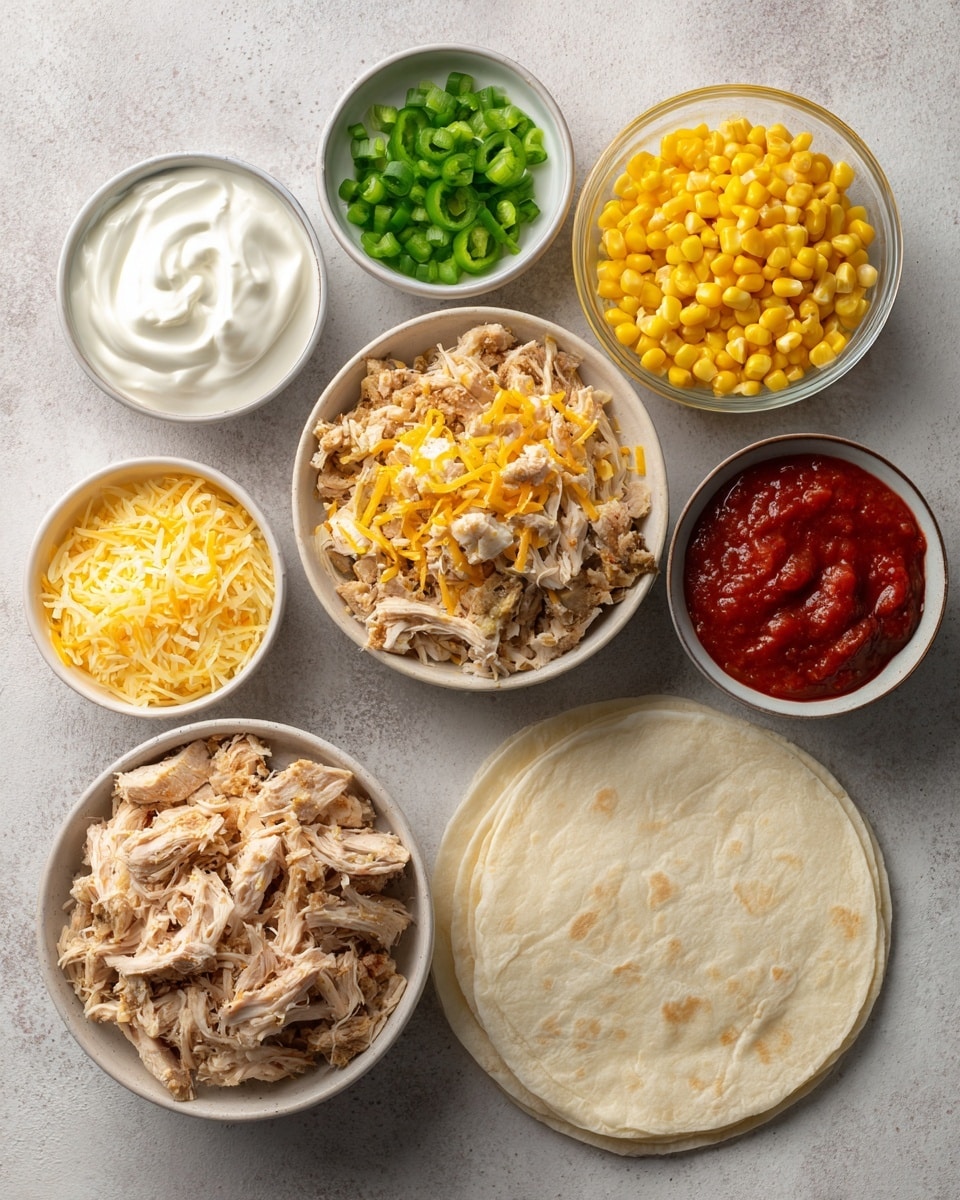 A white plate holds three folded soft tacos arranged side by side, each taco filled with a golden-brown crispy piece at the bottom, topped with layers of colorful shredded cabbage in white, purple, and orange, and fresh green cilantro sprinkled on top. Next to the tacos on the plate are wedge slices of bright green lime, and two small white ramekins, one filled with fresh green cilantro leaves and the other with a deep red salsa. The entire setting is on a white marbled surface with scattered cilantro leaves around. photo taken with an iphone --ar 4:5 --v 7