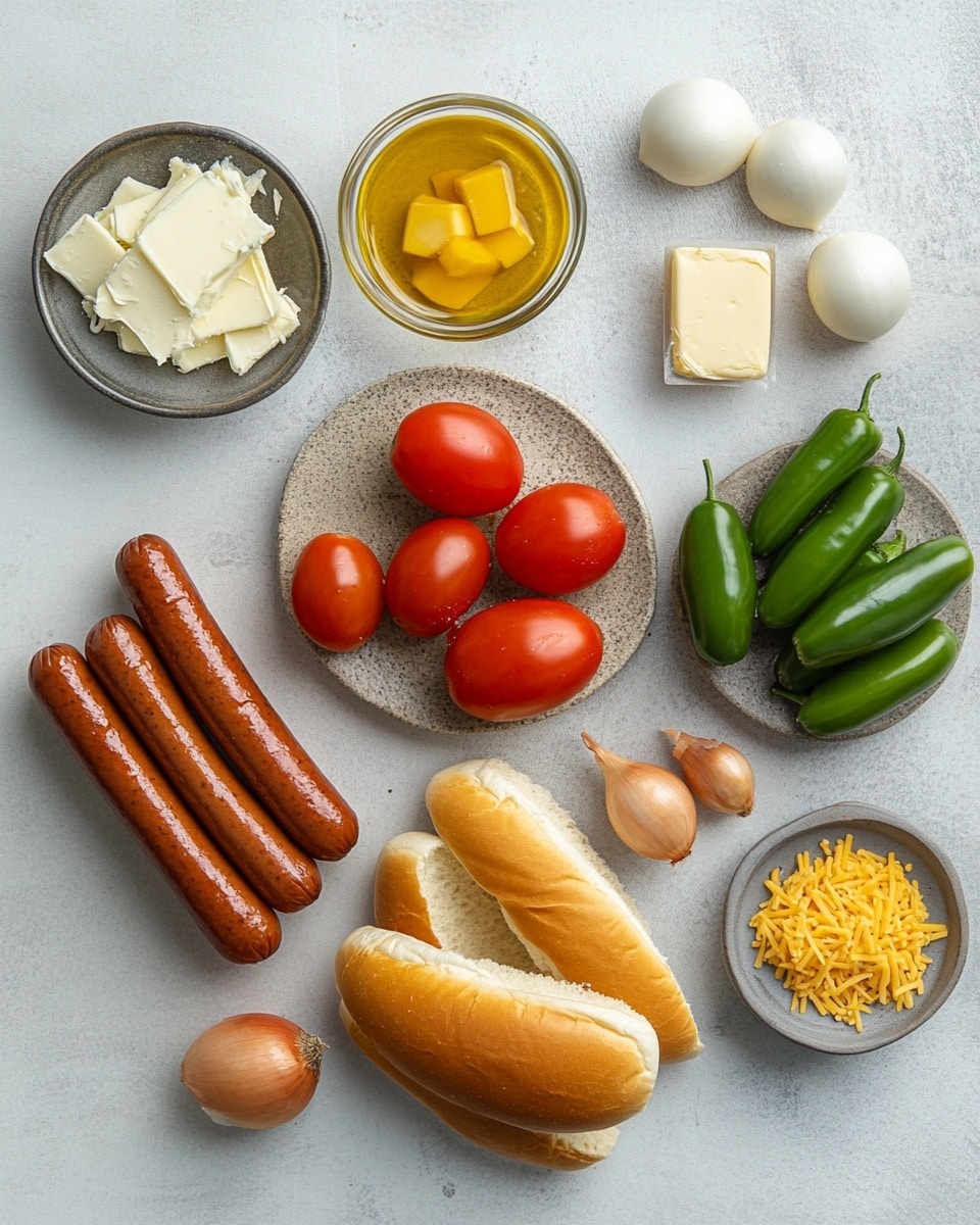 A close-up of several hot dogs placed closely together on a wooden board, each hot dog layered with a shiny light brown bun at the bottom, a grilled sausage with a reddish-brown color that shows slight charring on top, slices of white onion and green pickles layered above the sausage, and thin drizzles of yellow mustard and reddish ketchup zigzagging over the onions and pickles, with small bits of green herbs scattered on top, all set against a white marbled surface in the background photo taken with an iphone --ar 4:5 --v 7