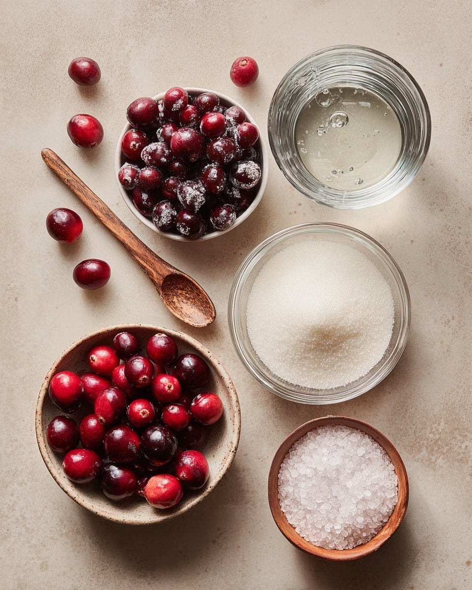 The image shows many bright red cranberries covered in a thick layer of white sugar crystals, giving them a frosty look. The cranberries are scattered on a white marbled surface, with several green sprigs of rosemary also coated lightly in sugar placed on the right side and top of the arrangement. The contrast between the deep red of the cranberries, the green of the rosemary, and the white sugar crystals creates a fresh, wintery feeling. The image is a close-up, making the sugar texture and details on the berries and rosemary very clear. photo taken with an iphone --ar 4:5 --v 7