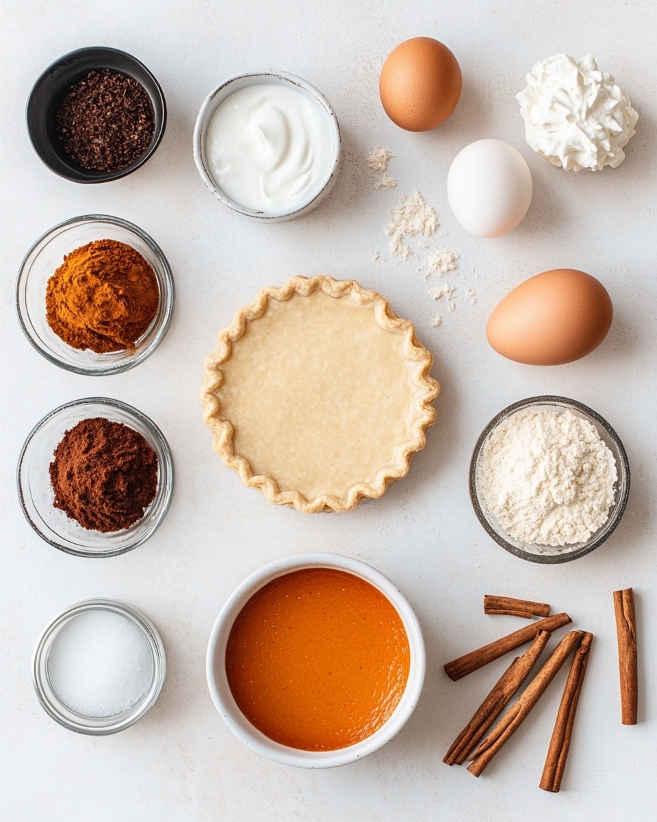 A slice of pumpkin pie is shown close up, featuring three clear layers: a light golden crust on the bottom with a firm, smooth orange pumpkin filling layer above it, and a thick, fluffy white whipped cream layer on top with small sprinkled dots of cinnamon. The pie slice rests on a metal cooling rack with a white marbled surface softly blurred in the background. Photo taken with an iphone --ar 4:5 --v 7