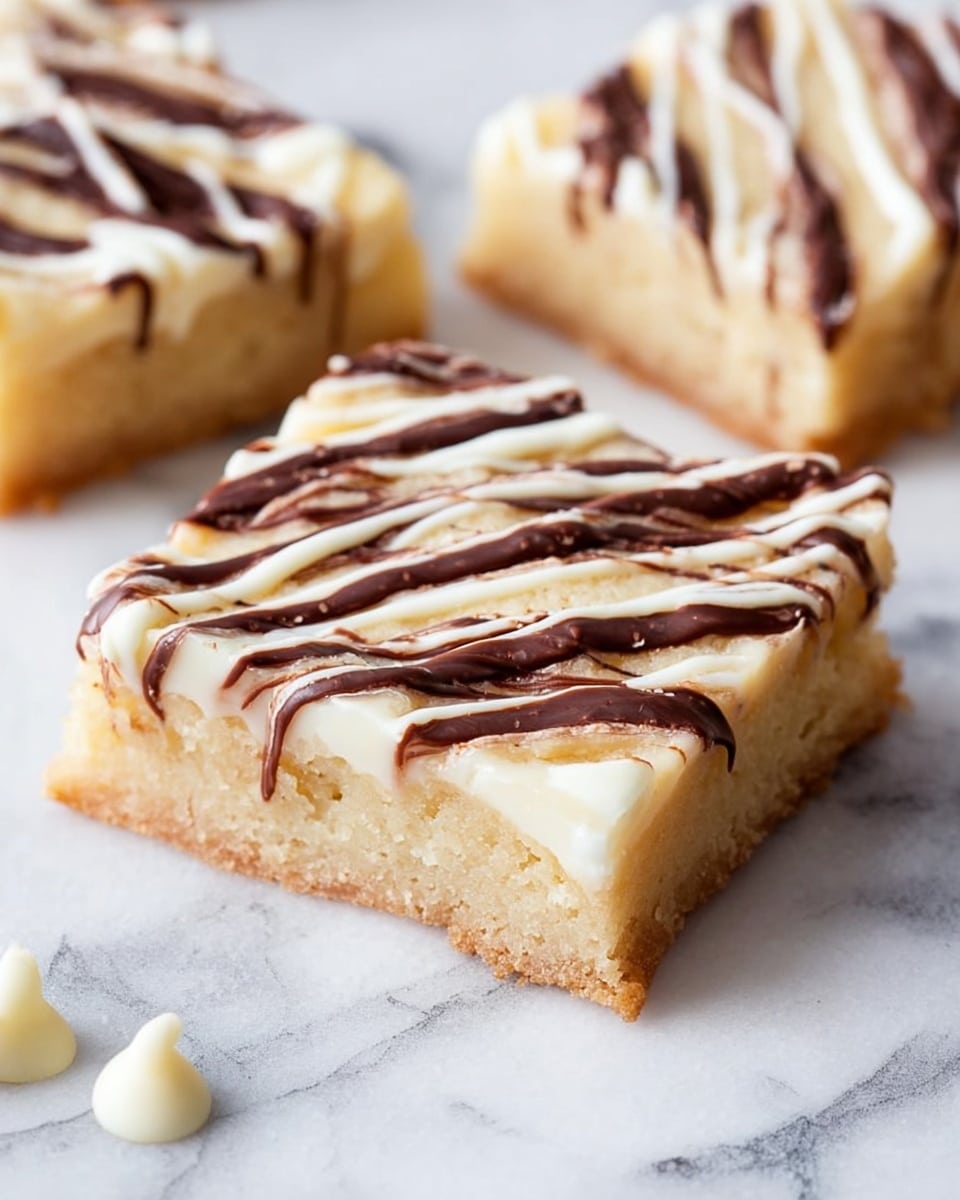 White Chocolate Brownies with White and Semi-Sweet Chocolate Drizzle Recipe