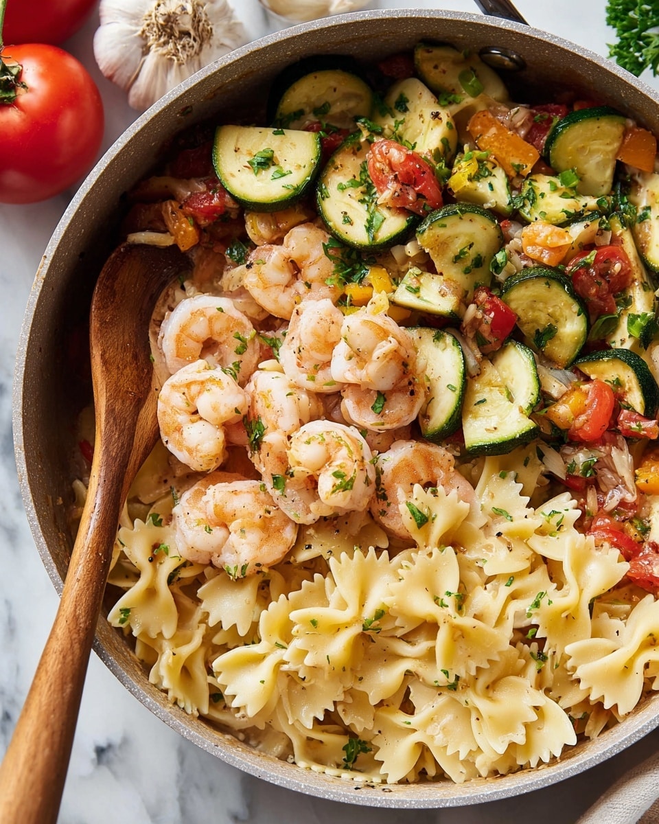 Shrimp and Zucchini Pasta in Light Tomato Sauce Recipe